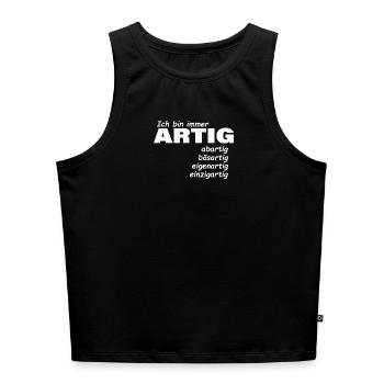 good - Women’s Cropped Organic Tank Top - heather grey - Front - Selfina (174cm)