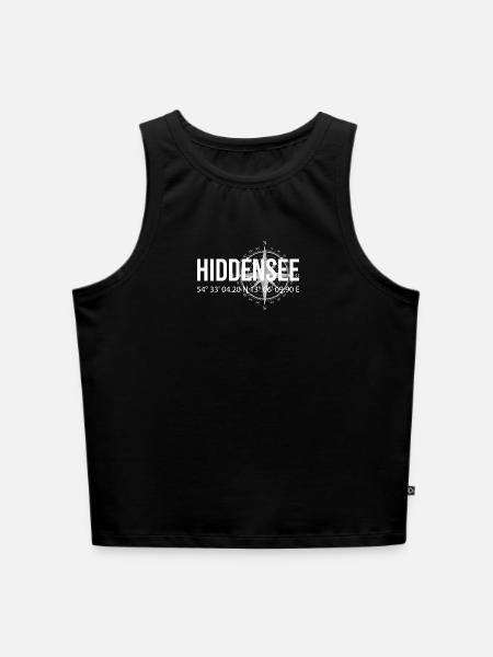 Koordinaten Hiddensee - Cropped Frauen Organic Tank Top - Schwarz
