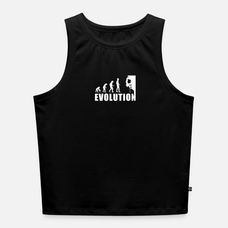 EVOLUTION Klettern Bergsteigen Climbing Geschenk - Cropped Frauen Organic Tank Top - Schwarz