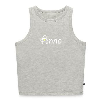 Anna - Cropped Frauen Organic Tank Top - Grau meliert - Vorne - Selfina (174cm)