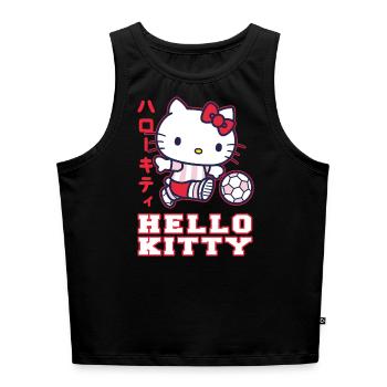 Hello Kitty Spielt Fussball - Cropped Frauen Organic Tank Top - Schwarz - Vorne - Selfina (174cm)