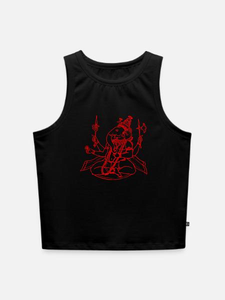 Ganesha Hindu Gott - Cropped Frauen Organic Tank Top - Schwarz