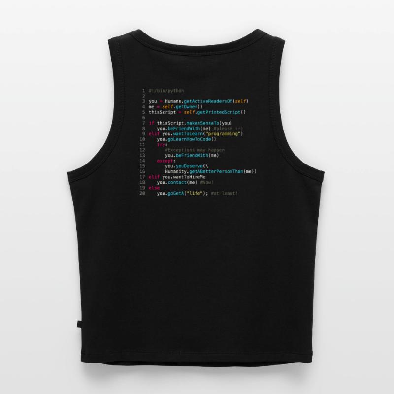 Sei mit Programmierern befreundet (in Python) Cropped Frauen Organic Tank Top