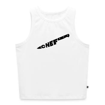 chef couteau - Débardeur cropped femme bio - blanc - Devant - Selfina (174cm)