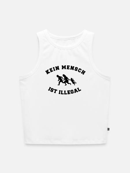 Kein Mensch ist illegal - Cropped Frauen Organic Tank Top - Weiß