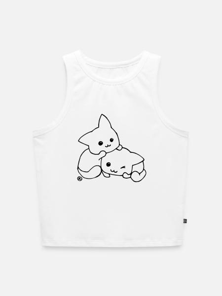 Katzenliebe - Cropped Frauen Organic Tank Top - Weiß
