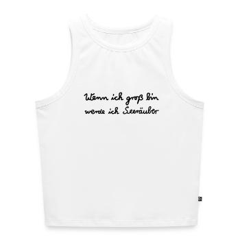 When I grow up ... pirates - Women’s Cropped Organic Tank Top - white - Front - Selfina (174cm)