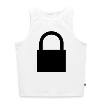 Padlock, lock - Women’s Cropped Organic Tank Top - white - Front - Selfina (174cm)