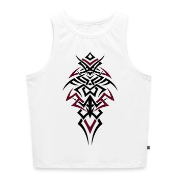 Colorful masculin tribal - Débardeur cropped femme bio - blanc - Devant - Selfina (174cm)