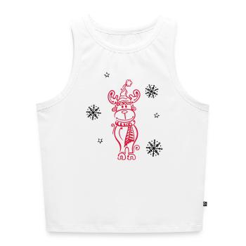 Elch, Rentier mit Schneeflocken und Sternen - Cropped Frauen Organic Tank Top - Weiß - Vorne - Selfina (174cm)