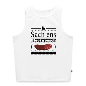 Kölner Blutwurst Cartoon Design - Cropped Frauen Organic Tank Top - Weiß - Vorne - Selfina (174cm)