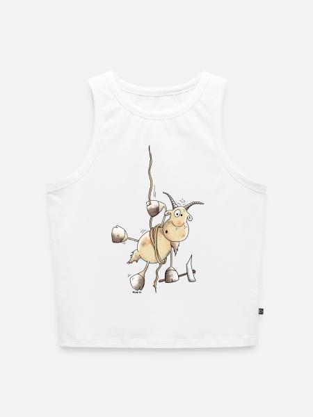 Abenteuerlustiger Steinbock - Bergsteiger - Cropped Frauen Organic Tank Top - Weiß