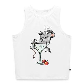 Beschwipste Cocktail Maus - Mäuse - Cropped Frauen Organic Tank Top - Weiß - Vorne - Selfina (174cm)