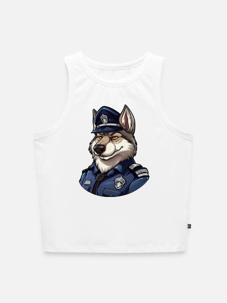 Polizei Wolf - Cropped Frauen Organic Tank Top - Weiß