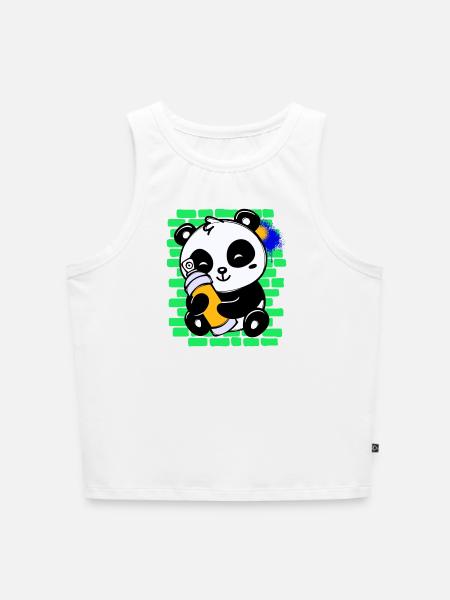 Graffiti Panda Zeichnen Illustration Spraydose - Cropped Frauen Organic Tank Top - Weiß
