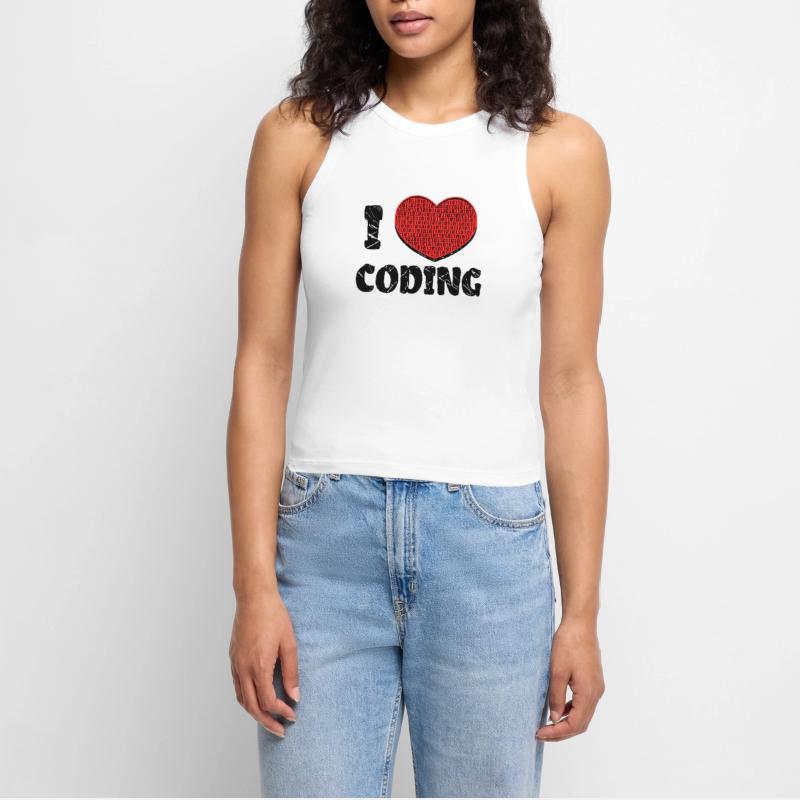 Script de code Debug Heart Statement Débardeur cropped femme bio
