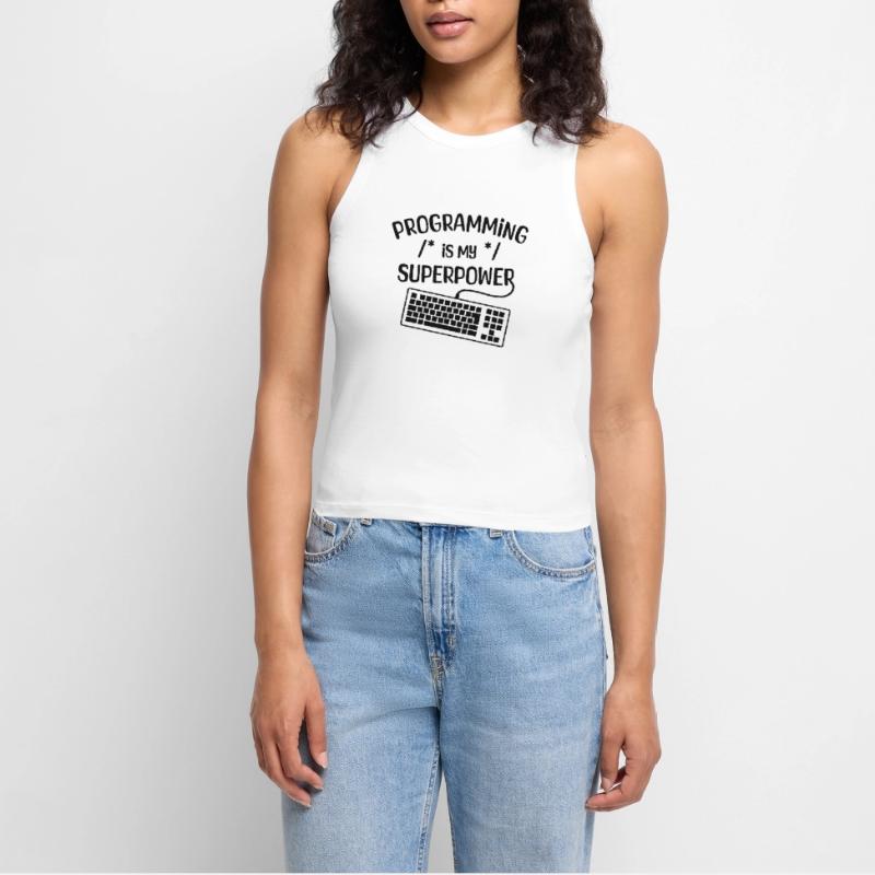 Computerfreak Statement Developer Programmierer Cropped Frauen Organic Tank Top