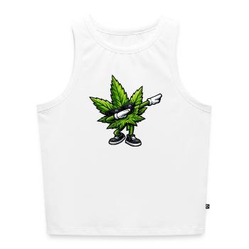 Tamponnement du cannabis - Débardeur cropped femme bio - blanc - Devant - Selfina (174cm)