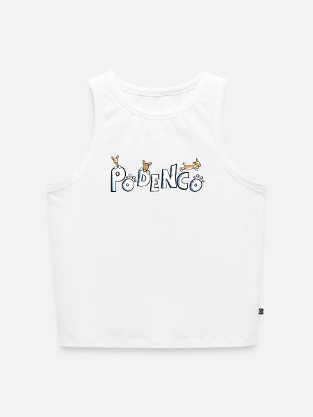 Podenco Schriftzug - Cropped Frauen Organic Tank Top - Weiß