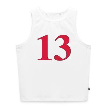 13 - Cropped Frauen Organic Tank Top - Weiß - Vorne - Selfina (174cm)