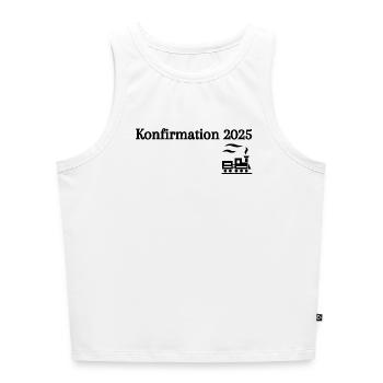 Konfirmation 2025 losfahrender Zug Reise - Cropped Frauen Organic Tank Top - Weiß - Vorne - Selfina (174cm)