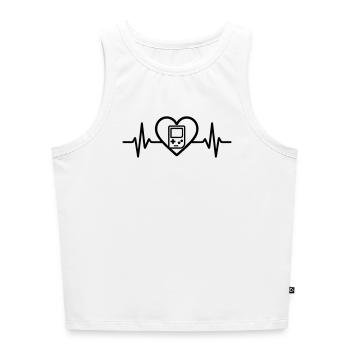 Heart Retrogaming – Retro Portable Console - Women’s Cropped Organic Tank Top - white - Front - Selfina (174cm)