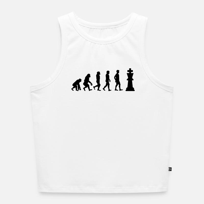 Evolution du jeu d’échecs - Débardeur cropped femme bio - blanc