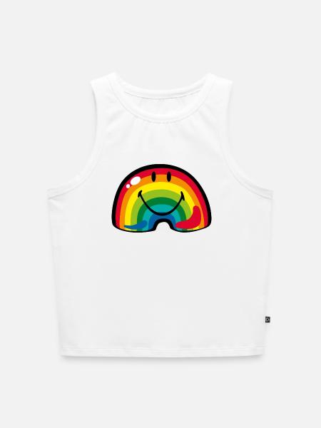 Smiley Rainbow - Cropped Frauen Organic Tank Top - Weiß