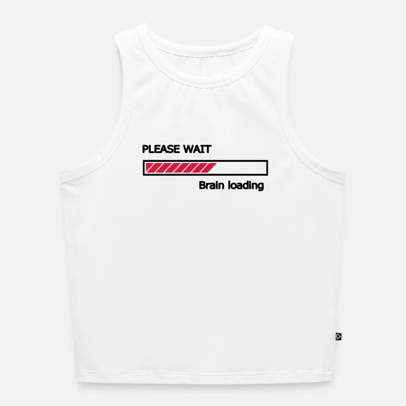 Please wait Brain loading progress bar Loading Bar - Women’s Cropped Organic Tank Top - white