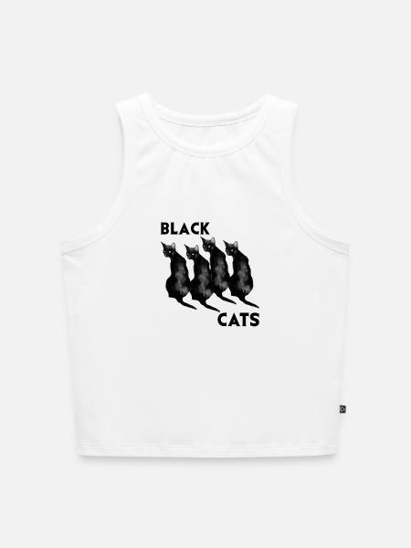 Black Cats - Cropped Frauen Organic Tank Top - Weiß