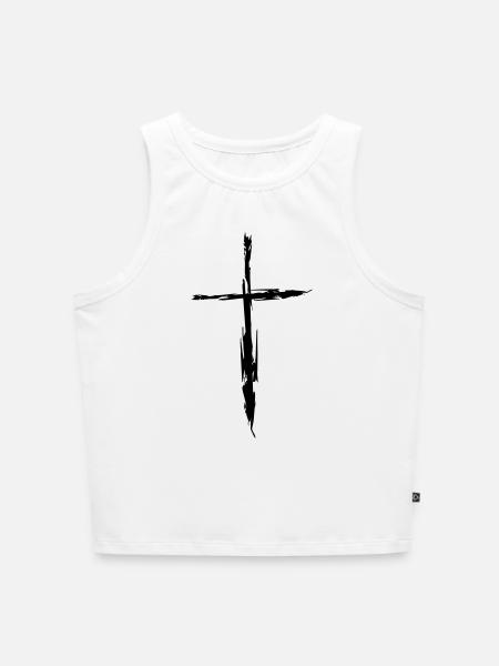 Kreuz - Cropped Frauen Organic Tank Top - Weiß