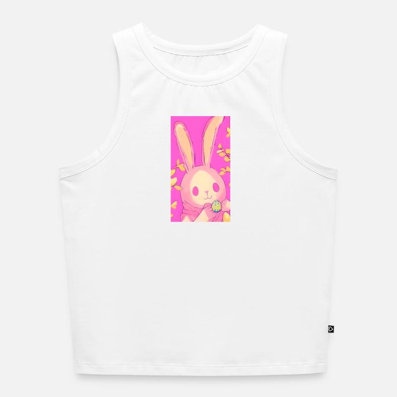 Pastel Easter Bunny Pink Easter Egg - Women’s Cropped Organic Tank Top - white