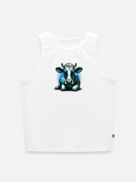 Kuh - Cropped Frauen Organic Tank Top - Weiß