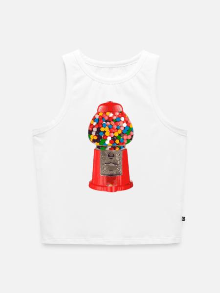 Kaugummi-Automat - Cropped Frauen Organic Tank Top - Weiß