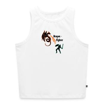 Dragon Fighter - Débardeur cropped femme bio - blanc - Devant - Selfina (174cm)