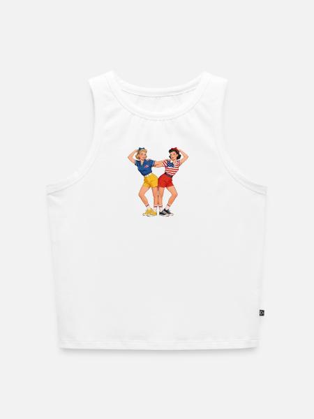Pin-Up Patriotinnen Duo - Cropped Frauen Organic Tank Top - Weiß