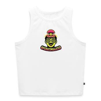 Overstimulated Neon Kopf - Cropped Frauen Organic Tank Top - Weiß - Vorne - Selfina (174cm)