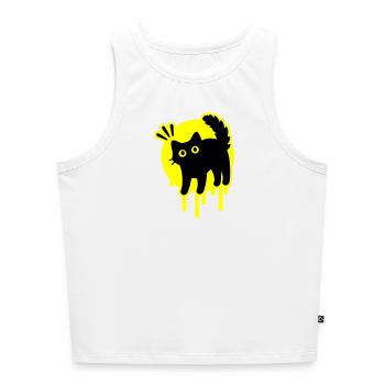 Kater Katze - Cropped Frauen Organic Tank Top - Weiß - Vorne - Selfina (174cm)