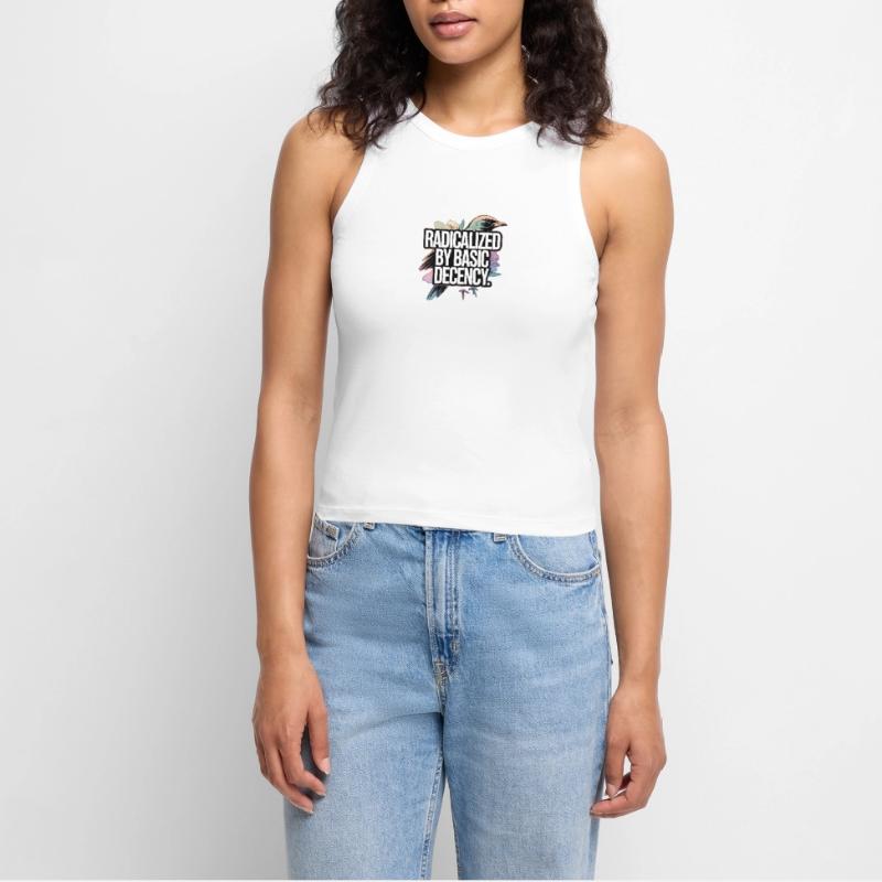 Radicalized by Basic Decency Statement Women’s Cropped Organic Tank Top