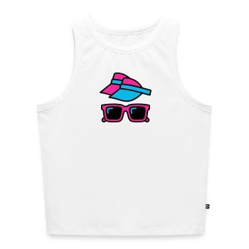 80s Sun Visor Glasses Set - Women’s Cropped Organic Tank Top - white - Front - Selfina (174cm)