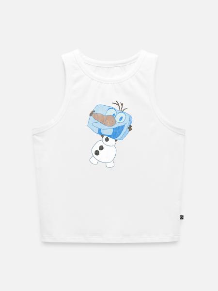 Frozen Olaf Mit Großem Eiswürfel - Cropped Frauen Organic Tank Top - Weiß