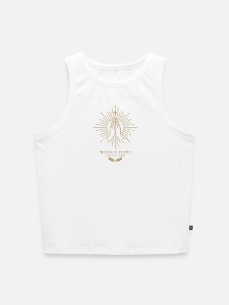 Gebet ist Macht - Cropped Frauen Organic Tank Top - Weiß