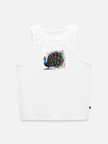 Pfau - Cropped Frauen Organic Tank Top - Weiß
