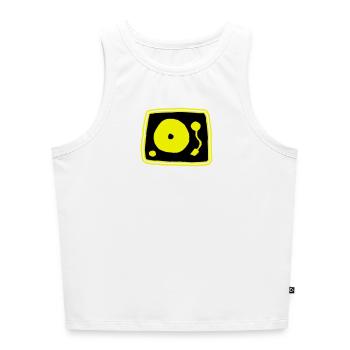 Record player - Women’s Cropped Organic Tank Top - white - Front - Selfina (174cm)