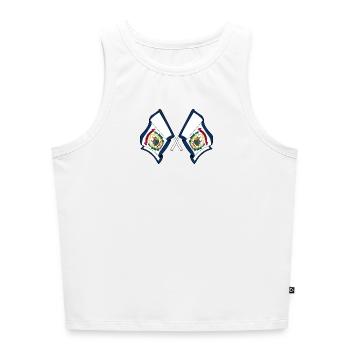 Two flags crossed West Virginia - Women’s Cropped Organic Tank Top - white - Front - Selfina (174cm)