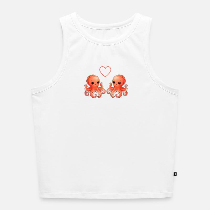 Octopus Love - Women’s Cropped Organic Tank Top - white