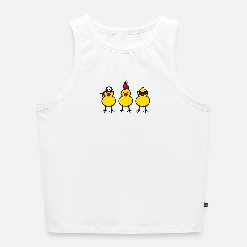 three chicks (b) - Women’s Cropped Organic Tank Top - white