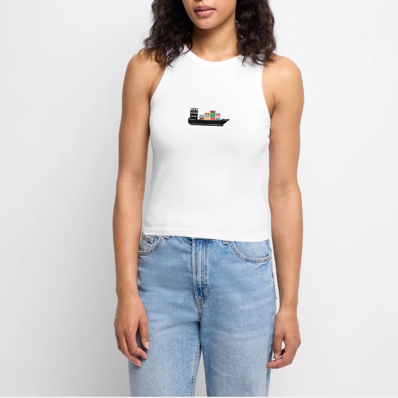 Seecontainerschiff oder Boot mit Containern Cropped Frauen Organic Tank Top