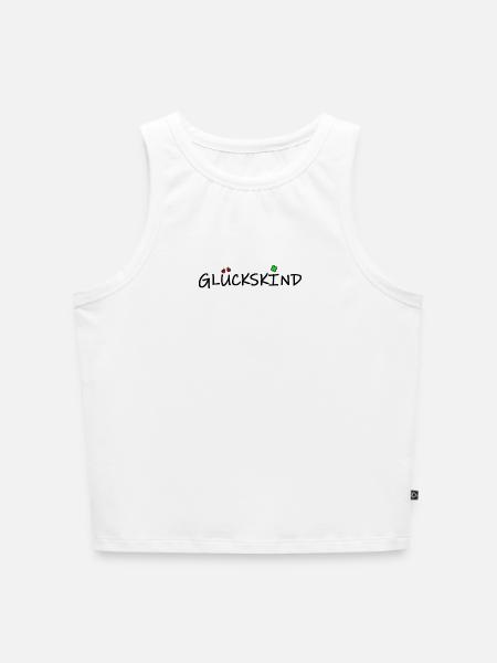 glückskind (schwarz) - Cropped Frauen Organic Tank Top - Weiß