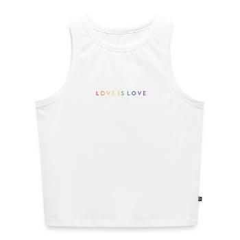 LOVE IS LOVE - Cropped Frauen Organic Tank Top - Weiß - Vorne - Selfina (174cm)